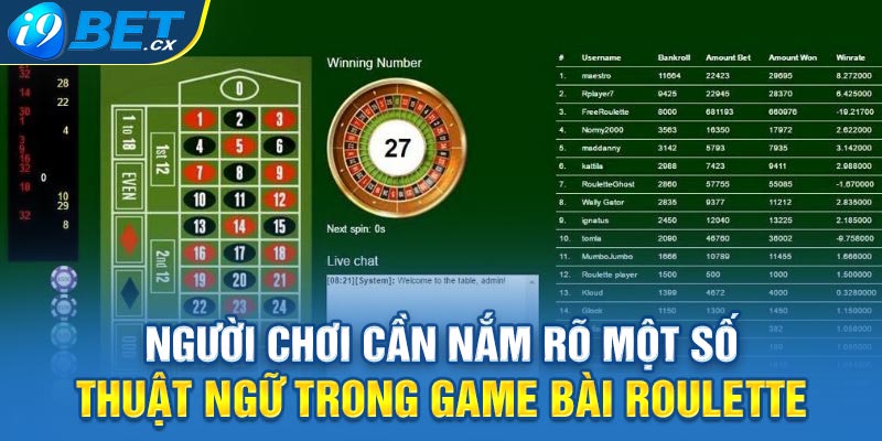 Người chơi cần nắm rõ một số thuật ngữ trong game bài roulette